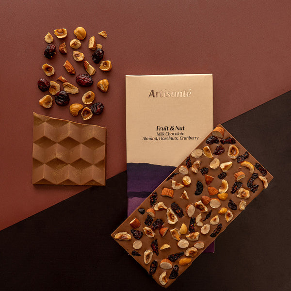 Milk Chocolate Bar | Fruit & Nut | Almond, Hazelnut & Cranberry | 80 g