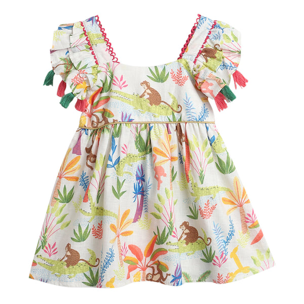 Cotton Baby Girls Dress | Leaf Design | Multicolour
