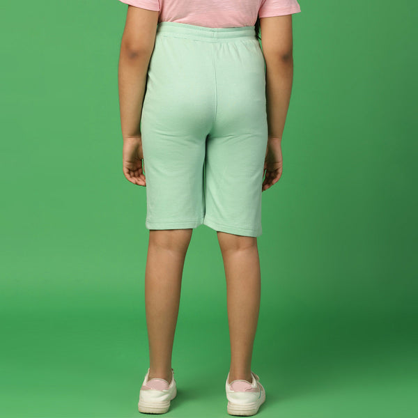 Cotton Bermuda Shorts for Girls | Light Green