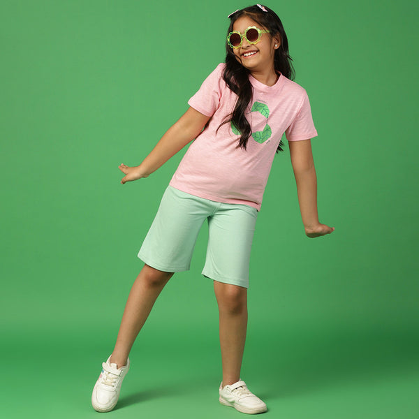 Cotton Bermuda Shorts for Girls | Light Green