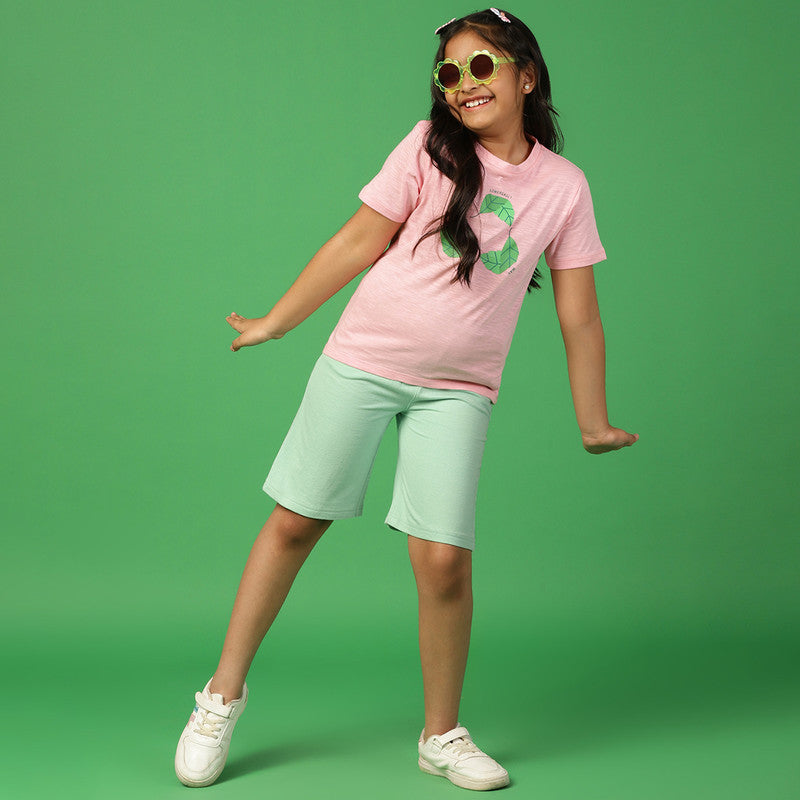 Cotton Bermuda Shorts for Girls | Light Green