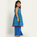 Cotton Frock Kurta Palazzo Set For Girls | Blue