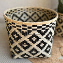 Bamboo Plant Basket | Geometric Print | Black