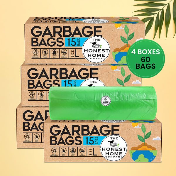 Biodegradable Garbage Bags | Large | 15 Bags | Set of 4.