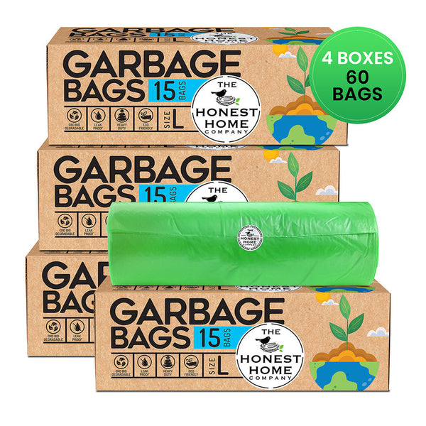 Biodegradable Garbage Bags | Large | 15 Bags | Set of 4.