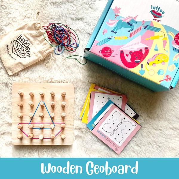Wooden Board Game for Kids | Sensory Play Geoboard | Brown