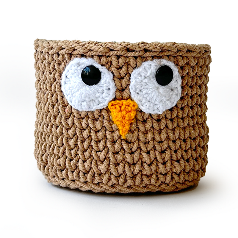 Cotton Storage Basket | Mini Planter | Multi-Purpose | Owl Design | Beige