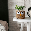 Cotton Storage Basket | Mini Planter | Multi-Purpose | Owl Design | Beige