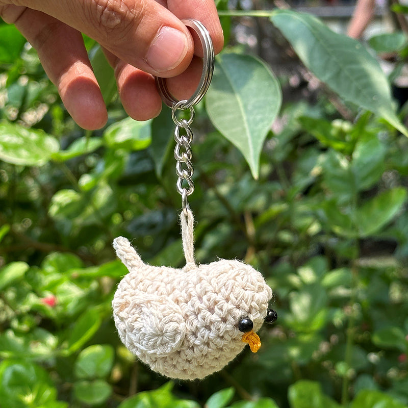 Cotton Crochet Keychain for Bags | Sparrow Design | White