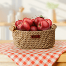 Cotton Yarn Basket For Storage | Wood Handle | Beige