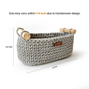 Cotton Yarn Basket For Storage | Wood Handle | Grey