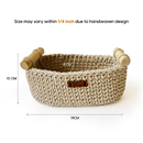 Cotton Yarn Basket For Storage | Wood Handle | Off White