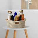 Cotton Yarn Basket For Storage | Wood Handle | Off White