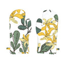 Cotton Mircowave Gloves | Oven Mitts | Leaf Print | Green | Set of 2