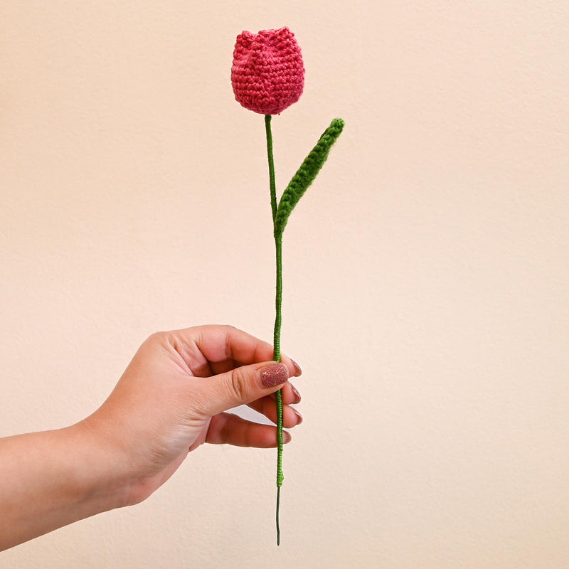 Tulip Crochet Flowers | Melon Pink | 12 inches