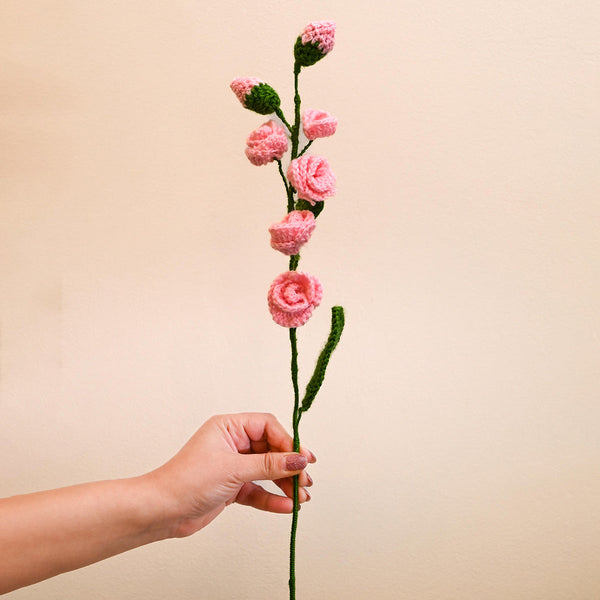 Lavender & Carnation Crochet Flowers | Red & Pink | 5 Pcs
