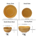 Ceramic Dinner Set | 4 Dinner Plates, 4 Small Plates, 4 Bowl & 2 Serving Bowl | Golden Brown | Set of 14