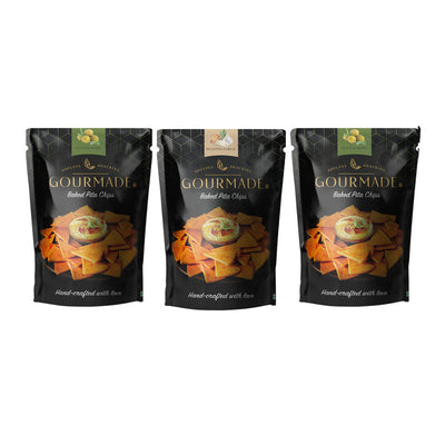 Pita Chips Snacks Combo | Olive & Herbs and Roasted Garlic | Healthy Snack | Nachos & Tortillas | 125 g Each | Pack of 3