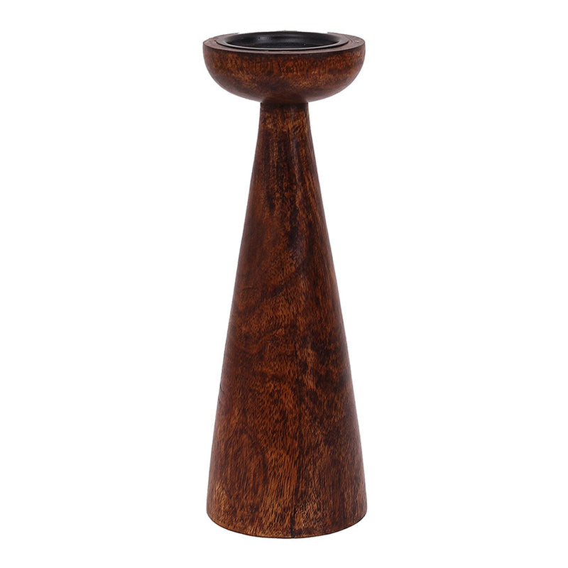 Wooden Candle Holder Stand | Coffee Brown | 25 cm