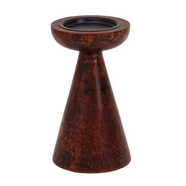 Wooden Candle Holder Stand | Coffee Brown | 25 cm