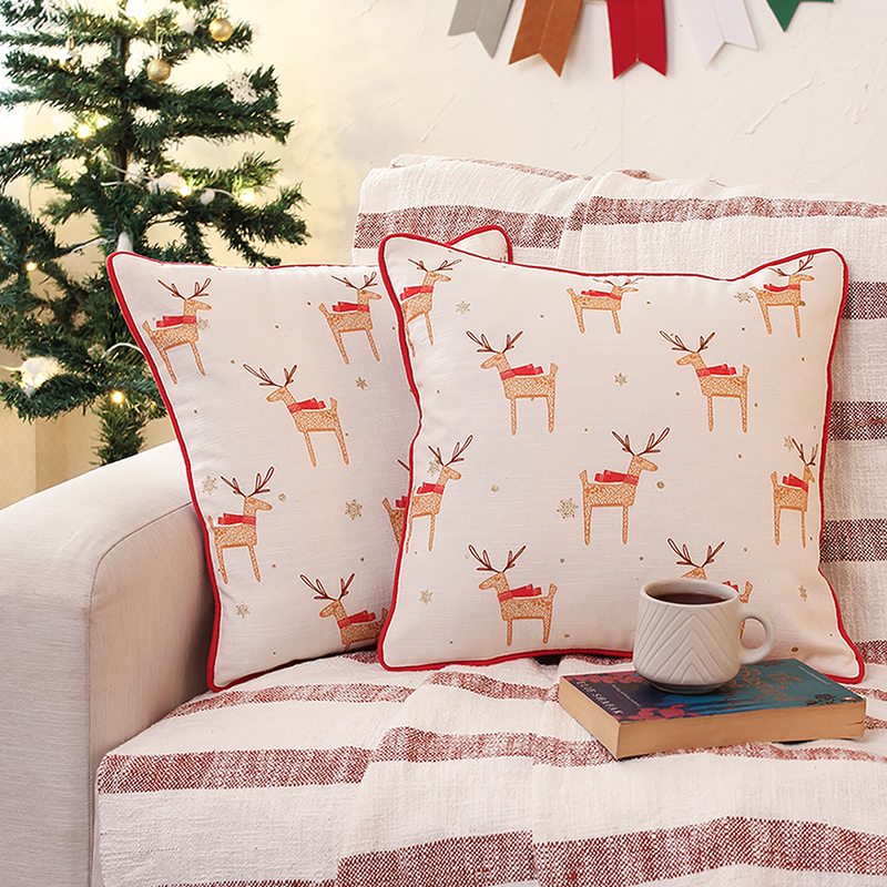 Christmas Gifts | Reindeer Cushion | Christmas Bunting | Multicolour | Set of 4