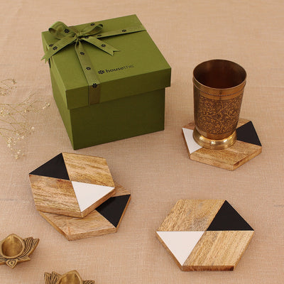 Table Coasters Gift Set | Hexagon Shape | Multicolour | 10 cm