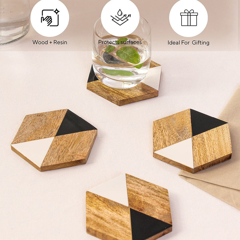 Table Coasters Gift Set | Hexagon Shape | Multicolour | 10 cm