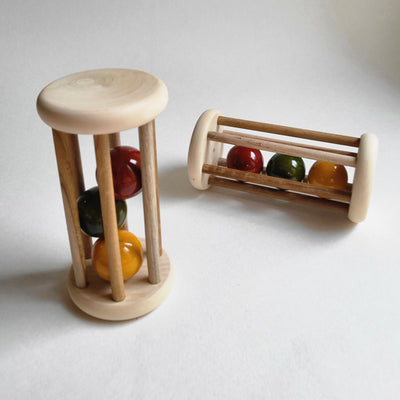 Wooden Baby Rattle | Rolling Rattle | Multicolour | Set of 1
