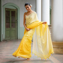 Linen Tassled Saree | Ombre Yellow