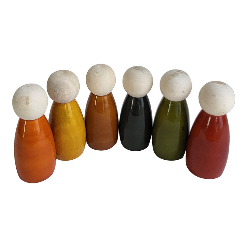 Wooden Peg Dolls Set | Multicolour | Set of 6