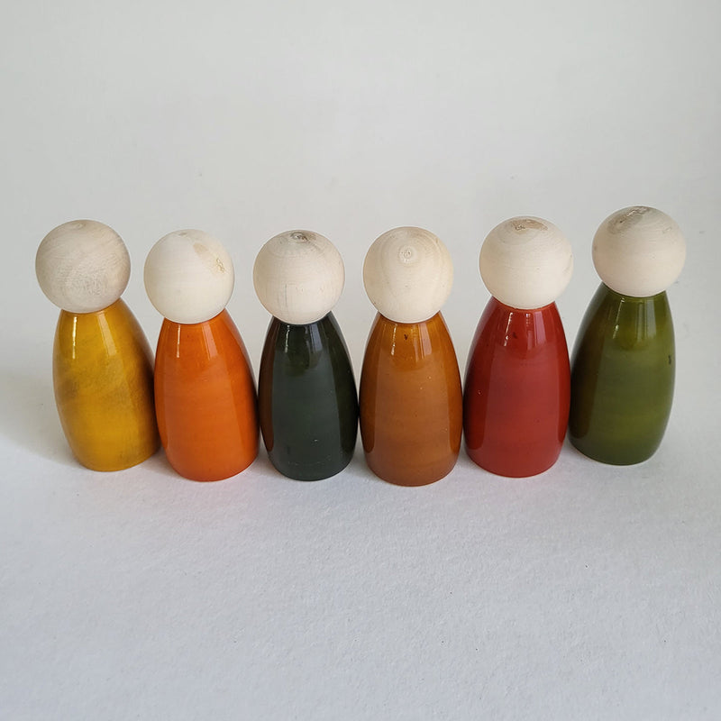 Wooden Peg Dolls Set | Multicolour | Set of 6