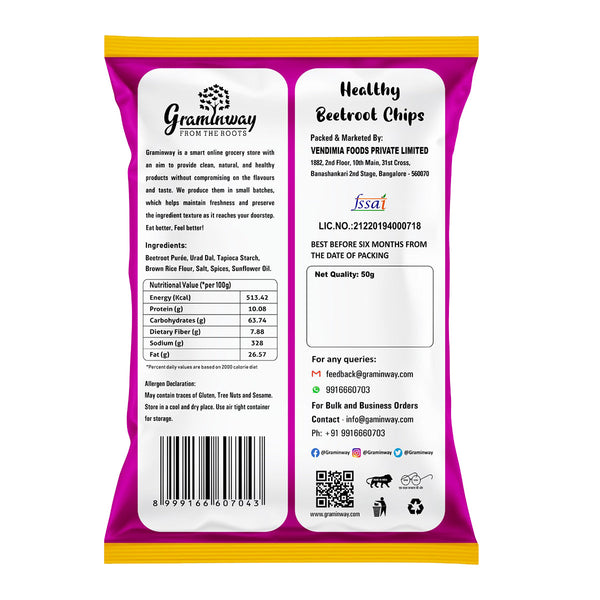 Beetroot Chips | Packed With Essential Vitamins | Pack of 3 | 50 g Each