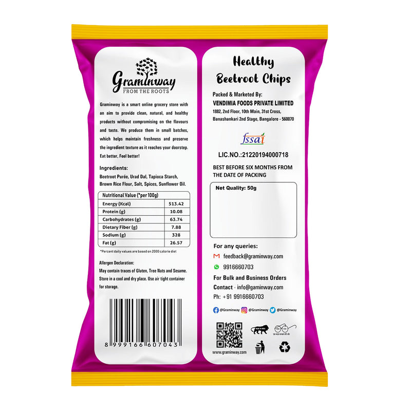 Beetroot Chips | Packed With Essential Vitamins | Pack of 4 | 50 g Each