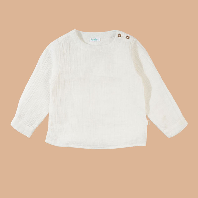 Cotton Short Kurta for Kids | Creme White