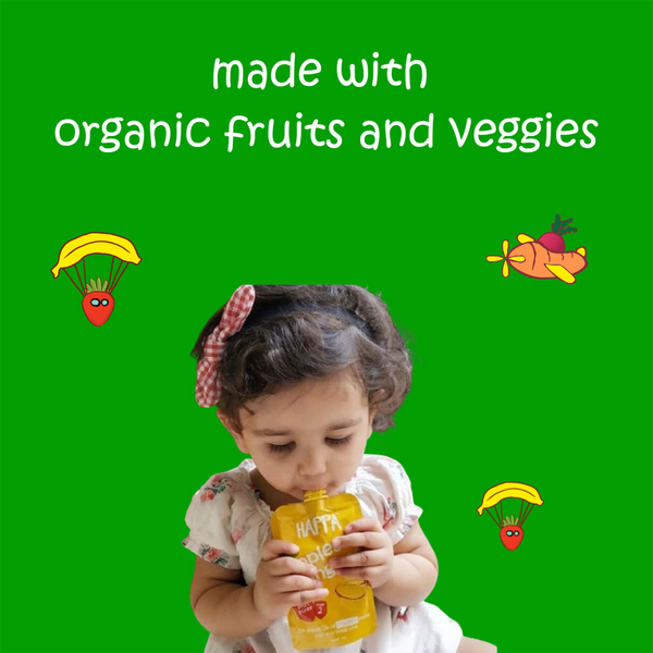 Organic Baby Food | Blend of 4 Fruits | Multigrain Puree | 12 Pouches | 100 g Each