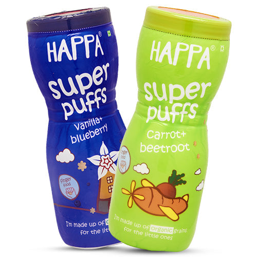 Organic Super Puffs for Babies | Vanilla Blueberry & Carrot Beetroot | Multigrain | Pack of 2
