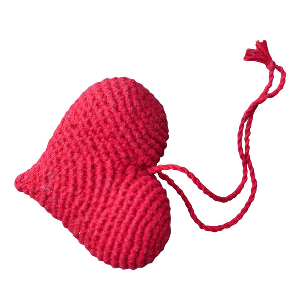 Heart Shape Soft Toys for Baby and Kids | Cotton Yarn | Red | 8.5 cm