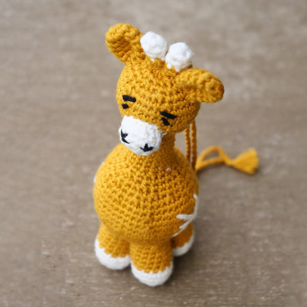 Giraffe Soft Toy for Baby and Kids | Cotton Yarn | Yellow | 14 cm