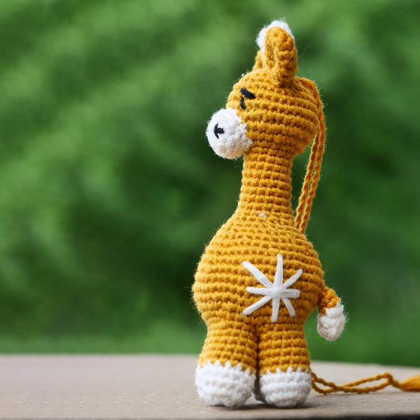 Giraffe Soft Toy for Baby and Kids | Cotton Yarn | Yellow | 14 cm