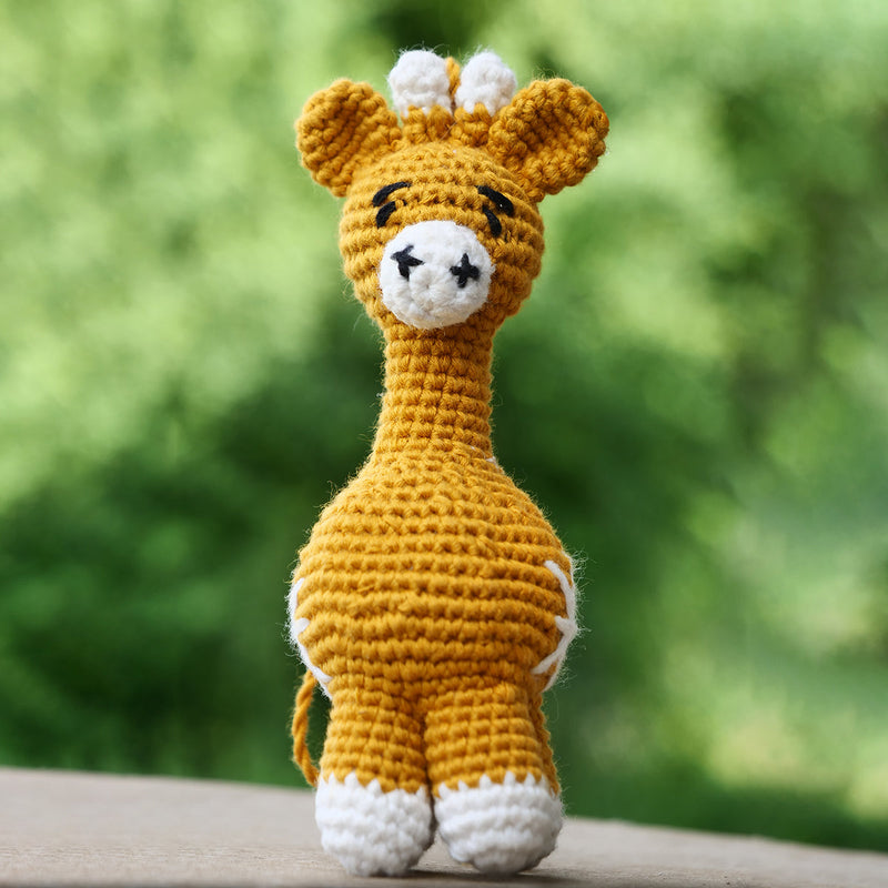 Giraffe Soft Toy for Baby and Kids | Cotton Yarn | Yellow | 14 cm