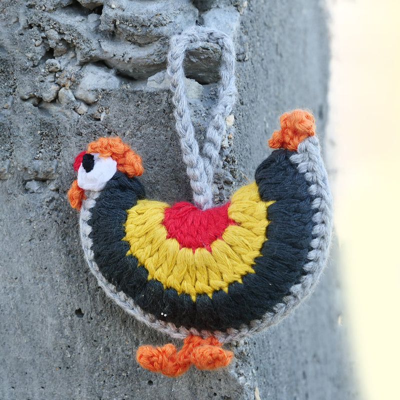 Rooster Soft Toy for Baby and Kids | Cotton Yarn | Multicolour | 8 cm