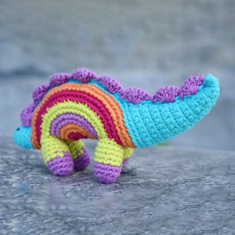 Dinosaur Soft Toy for Baby and Kids | Cotton Yarn | Multicolour | 19 cm