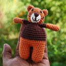 Tiger Soft Toy for Baby and Kids | Cotton Yarn | Brown & Orange | 13 cm