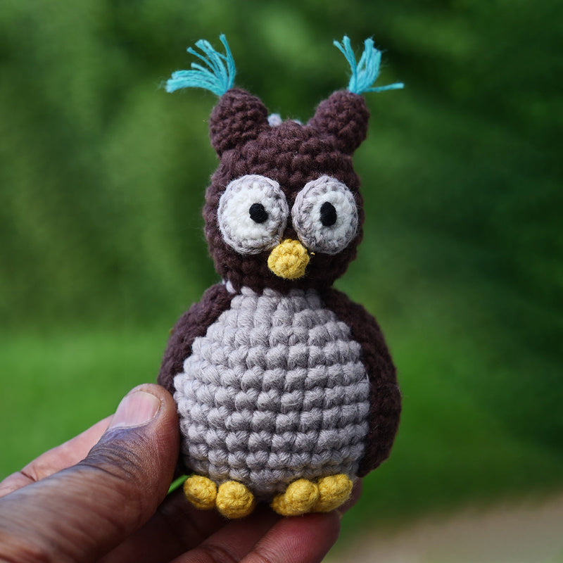 Owl Soft Toy for Baby and Kids | Cotton Yarn | Brown  | 10 cm