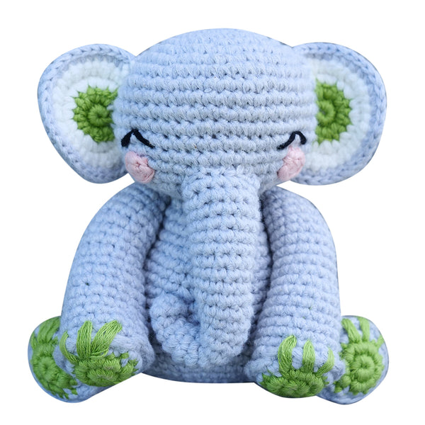 Elephant Soft Toy for Baby and Kids | Cotton Yarn | Blue | 15 cm.