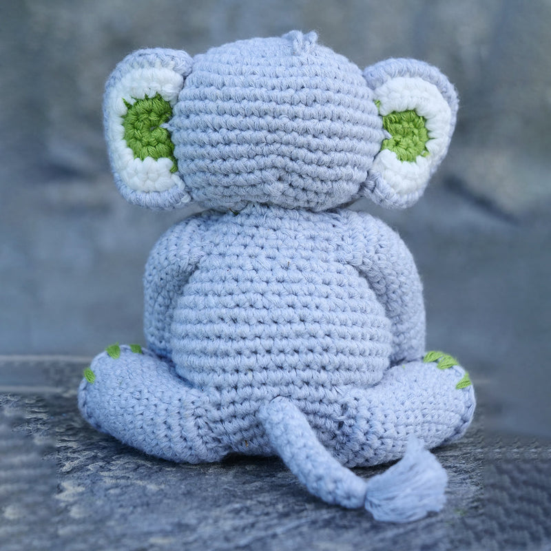 Elephant Soft Toy for Baby and Kids | Cotton Yarn | Blue | 15 cm.