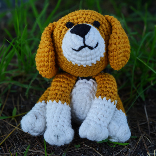 Dog Soft Toy for Baby and Kids | Cotton Yarn | Yellow | 11 cm