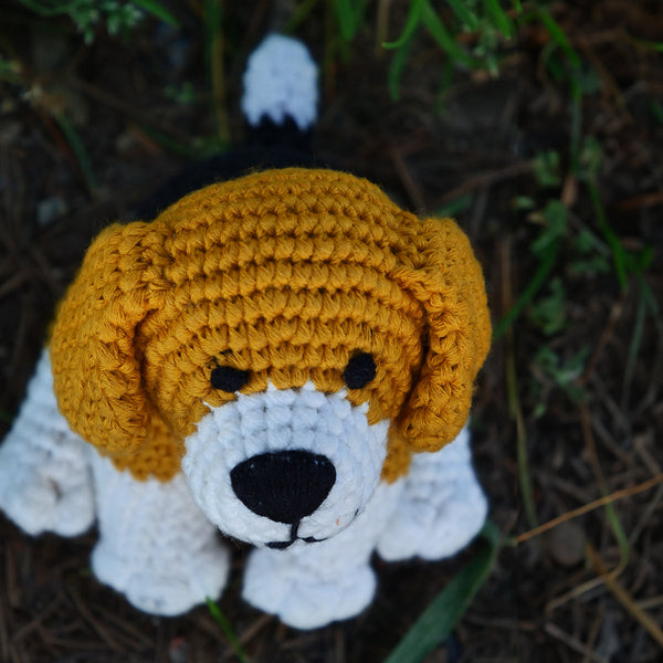 Dog Soft Toy for Baby and Kids | Cotton Yarn | Yellow | 11 cm