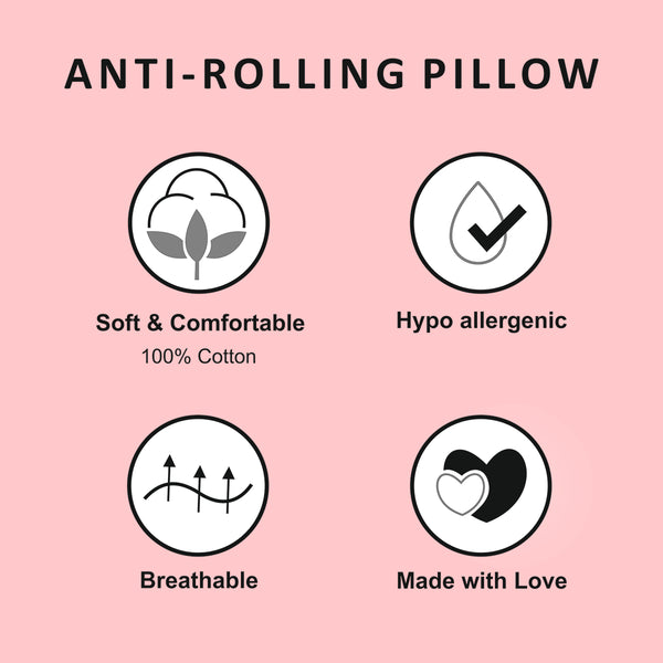 Cotton Baby Pillow| Anti Roll Pillow | Baby Bolsters | Pink.