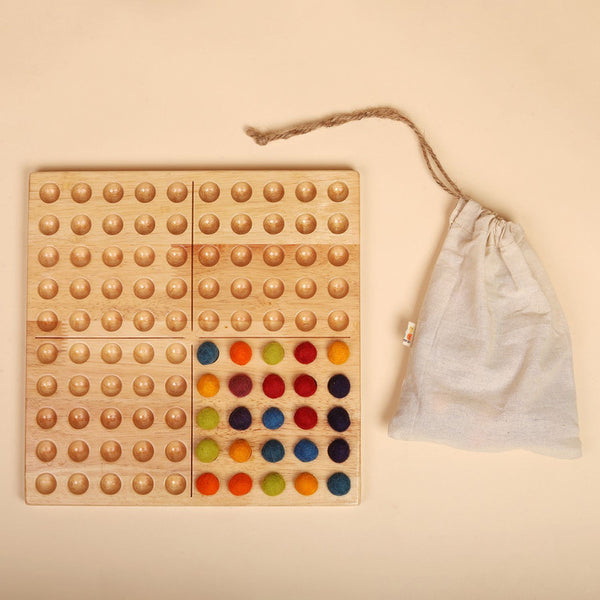 Wooden Toys for Kids | Hundred Board Montessori | 100 Soft Sheep Wool Balls